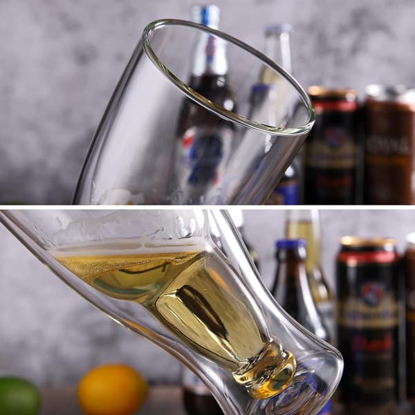 Ølglas 13,5OZ/400ML, Dobbeltvægget Isoleret Omvendt Glas, Sæt med 2, Ølglas