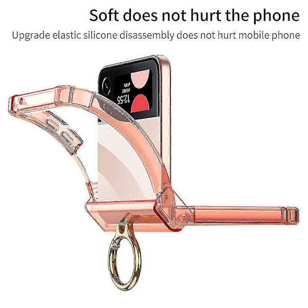Magneettinen Magsafe-kotelo yhteensopiva Samsung Galaxy Z Flip 4:n kanssa, kirkas TPU all-inclusive -kotelo rengaspidikkeellä ja saranalla