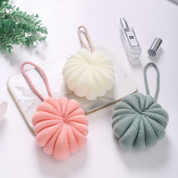3 st Duschpuffar Badsvamp Nät Loofah Kroppsskrubb Duschboll Duschbollssvamp Pink
