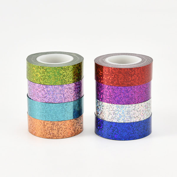 8 Ruller Holografisk Washi Tape til Dekoration Dekorativ Tape til Håndværk Vandfast Washi Tape Glitter Washi Tape DIY til DIY Håndværk Forbrugsvarer 15mm x 5m