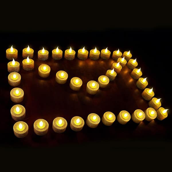 LED sølvlys Batteridrevne telys med indbygget 6/18 timer, sorte flammefri telys til Halloween