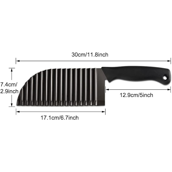 Crinkle Cutter Grönsak Rostfritt Stål Djupare Crinkle Slicer Skarp Blad, Vågiga Pommes Frites Hackare för Potatis, Morot