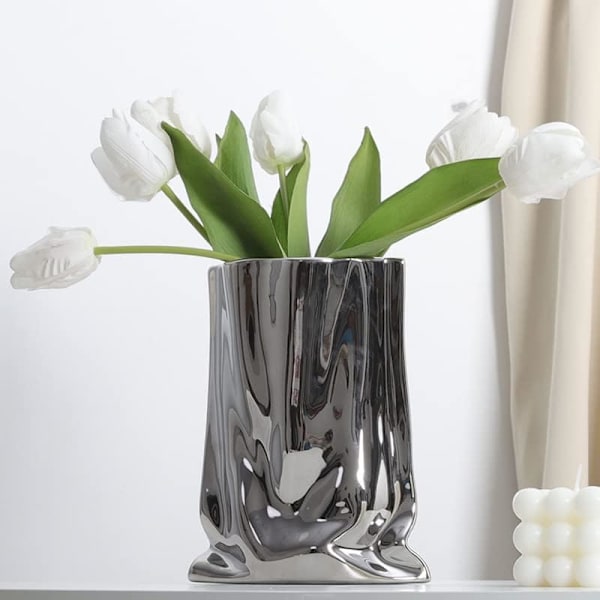 Keramisk vas, modern blomvas, minimalistisk vas för hemmet