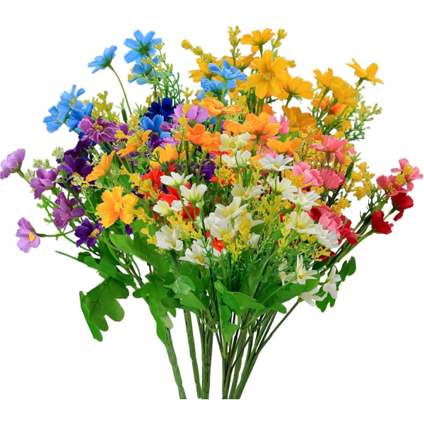 5 stk kunstige blomster, falske tusenfryd villblomster, plantebuketter for innendørs utendørs, hjemmedekorasjoner