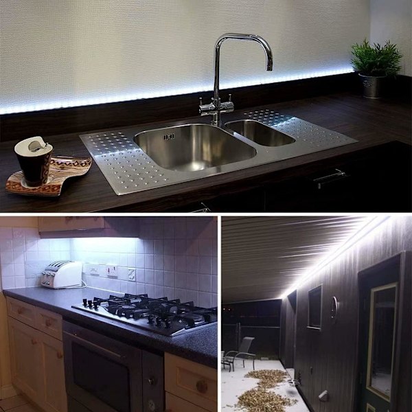 Cool White LED-remsa, 16,4 fot/5 m 12 V 6500 K SMD5050 300 lysdioder IP65 Vattentät skärbar flexibel LED-remsa White
