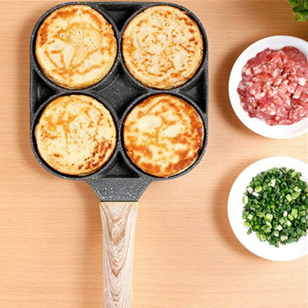 Nonstick 4-koppars äggkokare, aluminium pannkaka panna äggkokare omelettpanna multi bakning stekpanna