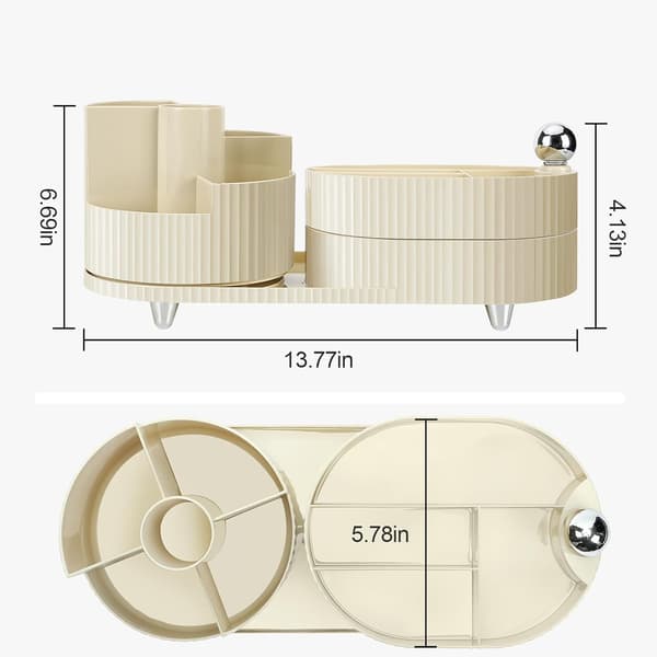 Makeup Organizer, 360° Roterende Makeup Organizer med 3-lags Rum, Perfekt til Kommode, Badeværelse, Soveværelse (Hvid, To lag)