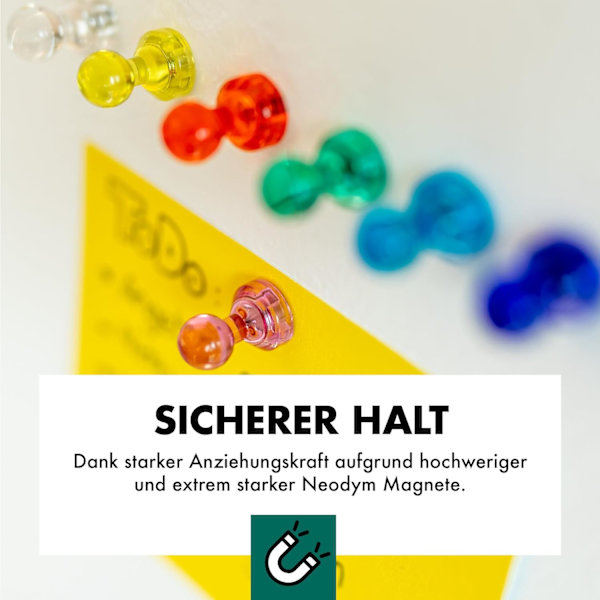 Neodym magnetiske knappenåle/trykknapper til whiteboards, køleskabe osv., 25 stk. Mixed colors