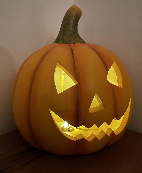 Halloween Dekorativ Pumpa Höstdekoration Lykta LED Timer Belyst (Varmvit, Terrakotta)