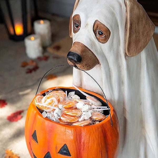 25cm Ghost Dog Candy Bowl Holder, Halloween Dog Candy Bowl