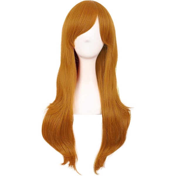 70cm/ 28 tommer Lang Krøllet Dame Krøl Anime Kostume Paryk Orange