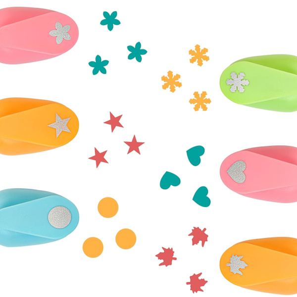 Punch Craft Set, 6PCS Hålstansningsformer Hålstans för hantverk Pappersstansar Dekorativa Snöflinga Stjärncirkel Hål