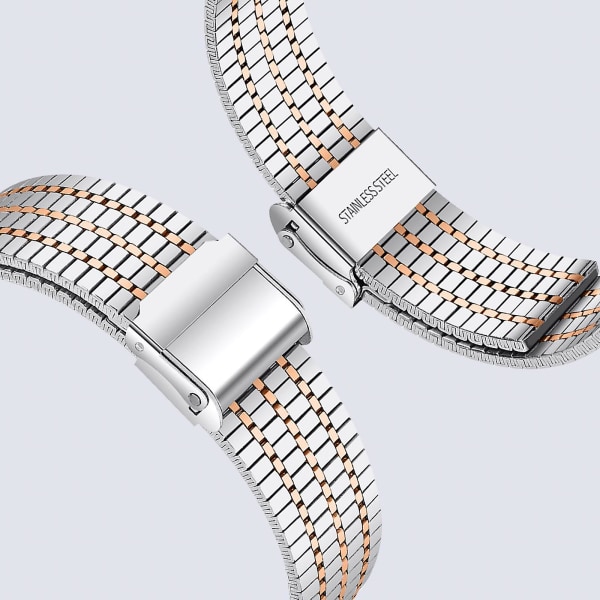 Kompatibel med Apple Watch 41 mm / 40 mm / 38 mm rem firkantet stålled sølv / rosa guld