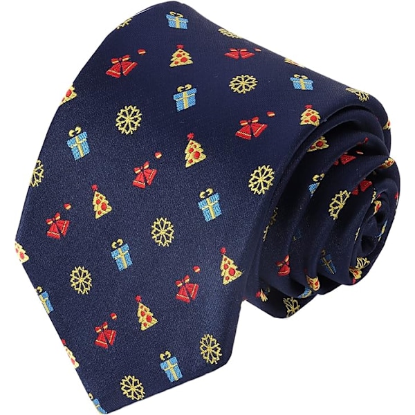 Men's Christmas Ties, Silk Neck Ties for Men's Christmas Party, Christmas-Navy