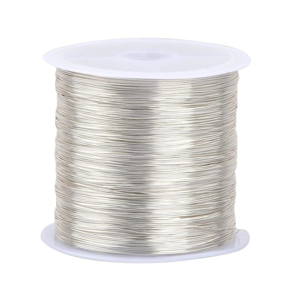 100m x 0,3 mm Koppartråd för Smycken, Smyckestillverkningstråd, Metalltråd för Smyckestillverkning (Silverfärg)