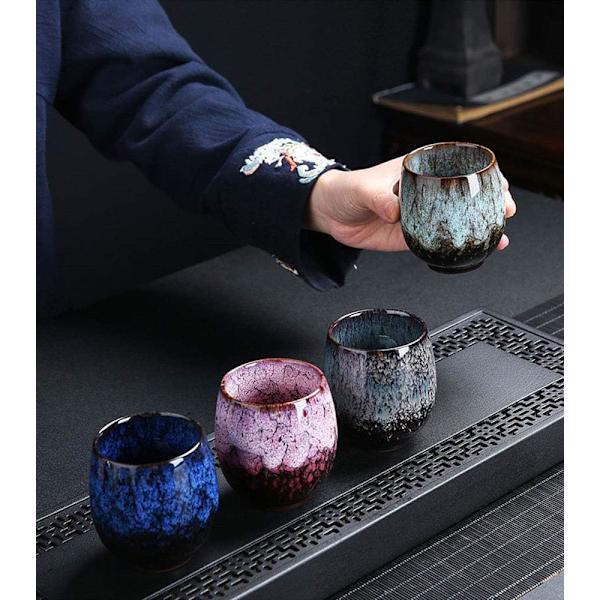 Jianzhan Keramisk Tekopp, Kung Fu Teset, Kaffekopp, Yerba Mate Set - Keramisk Mate KoppSet om 4 (4 färger)
