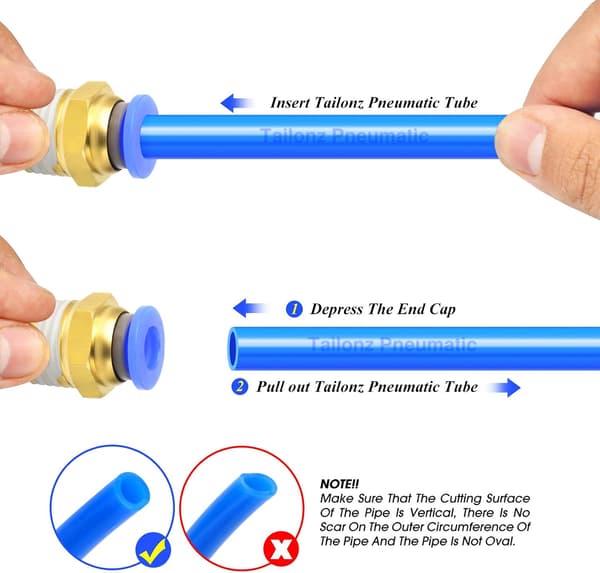 Rak hane 6 mm rör OD x 1/4 BSP, Push-to-Connect-kopplingar PC6-02 (2-pack)