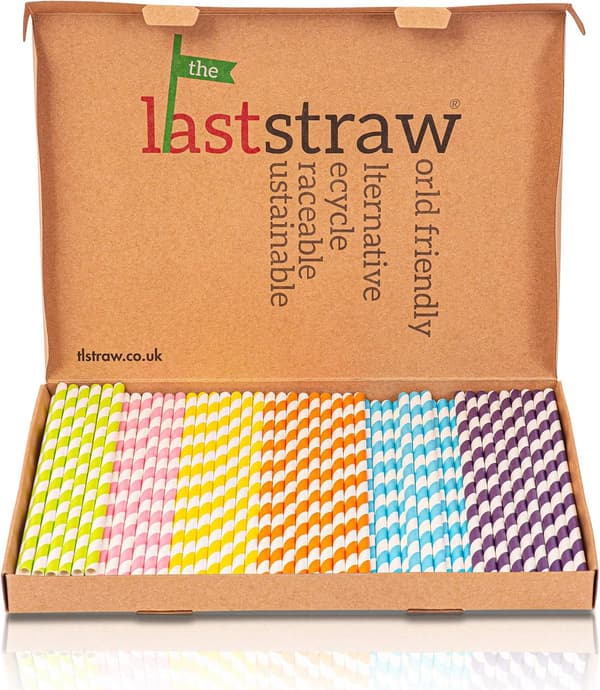 100 % biologiskt nedbrytbara papperssugrör (150-pack) (regnbåge)