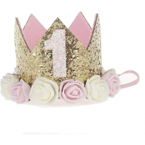 Baby Crown Princess Kultakruunut Tiara Kristalli Hattu Tytöt Ensimmäinen Syntymäpäivälahja