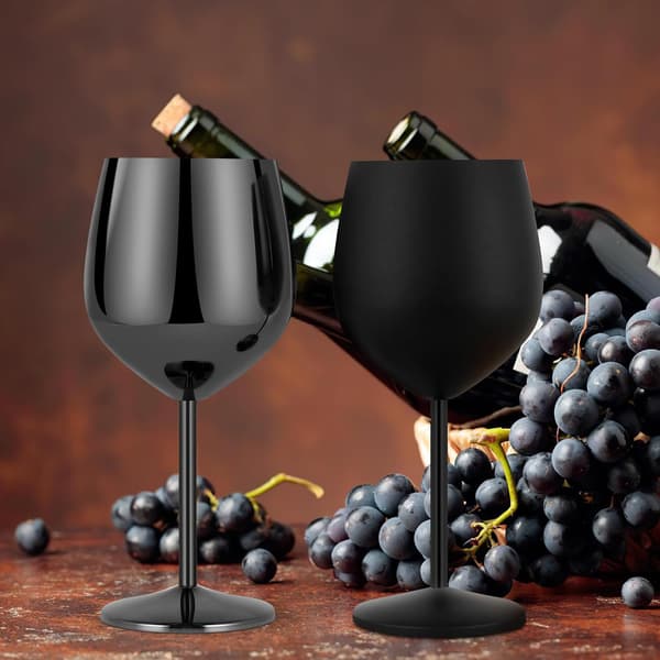Rødvinsglas sæt, rustfrit stål vinglas, champagneglas