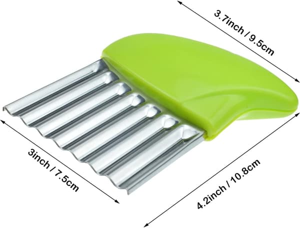 Potetchips-kutter i rustfritt stål med bølgeblad, chipskutter, krinkelslicer, grønnsakshakker, grønn