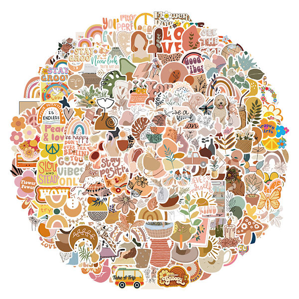 200 Stykker Boho Stickers, Vandflaskestickers, Vandfaste Stickers, Vandfaste Stickers til Laptop, Scrapbog, Guitar, Mobiltelefon osv