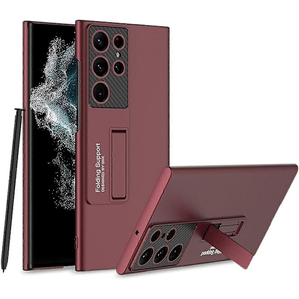 Skal Kompatibelt Med Samsung Galaxy S23 Ultra/s23 Plus/s23, Hårt PC Frostat Skal Med Vikbart Ställ
