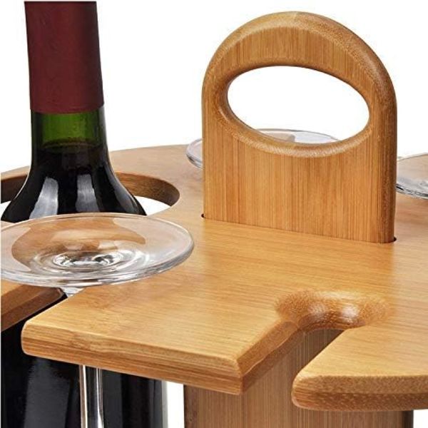 Vinflaskhållare för 2 flaskor och 4 glas ingår