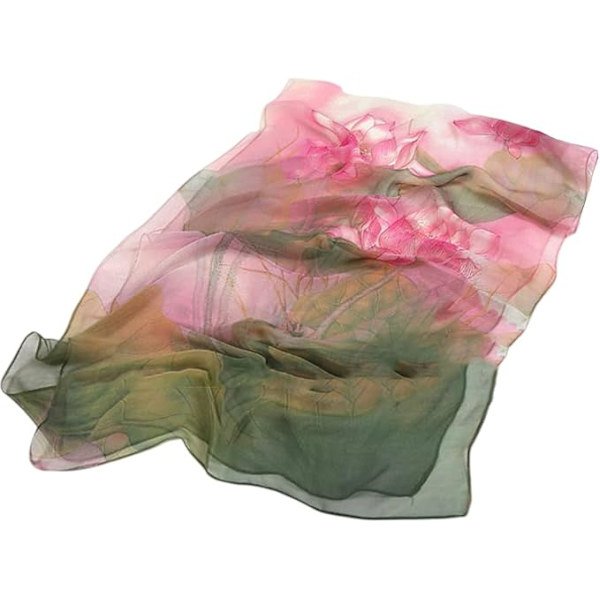 Georgette Chiffon Scarf Kvinnor Lång Scarf Blommönster A