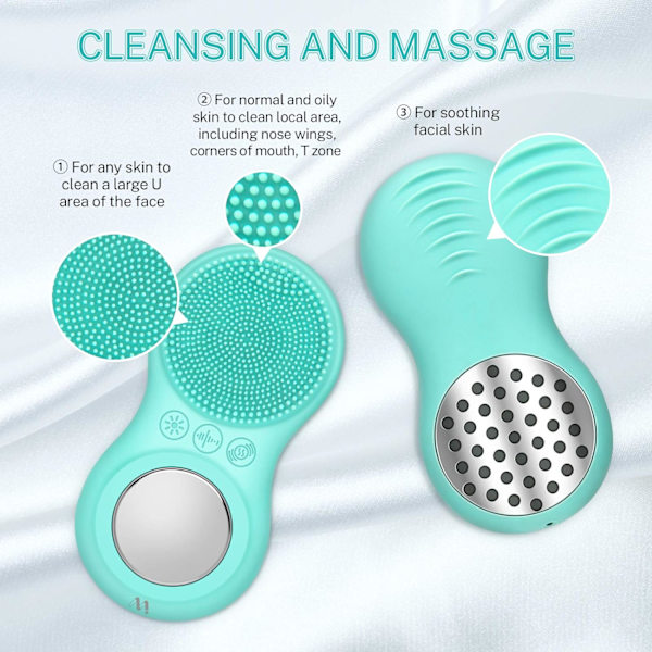 Sonic Ansigtsrensningsbørste, Elektrisk Ansigtsbørste Massager med Varme Import Funktion