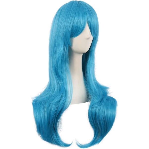 70cm/ 28 tum Lång Lockig Dam Curl Anime Kostym Peruker Cyan blue