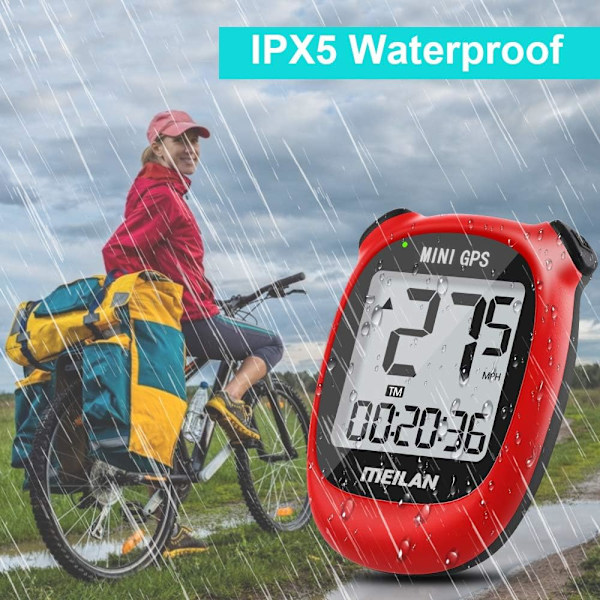 M3 Mini GPS cykelcomputer, trådløs cykelcomputer og speedometer IPX5 vandtæt cykelcomputer med LCD-display rød