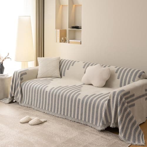 Sofföverdrag, Mjukt Slitstarkt Vändbart Chenille Sofföverdrag Soffskydd Rutigt Möbelöverdrag för 3-sits Soffa (180*340cm)