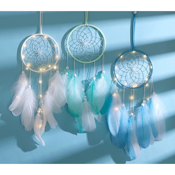 Håndlavet drømmefanger med fjer, Boho drømmefanger ornament til soveværelse, hjem, vægdekoration, mobil dekoration, børneværelsesdekoration, gave (Mauve)