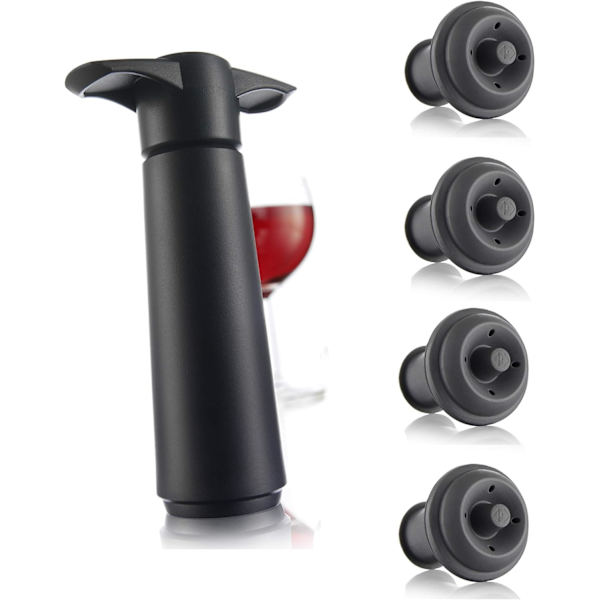 Vakuumpump för vin med vakuumproppar för vinflaskor Vakuumpump för vinflaskor med vakuumproppar (svart)