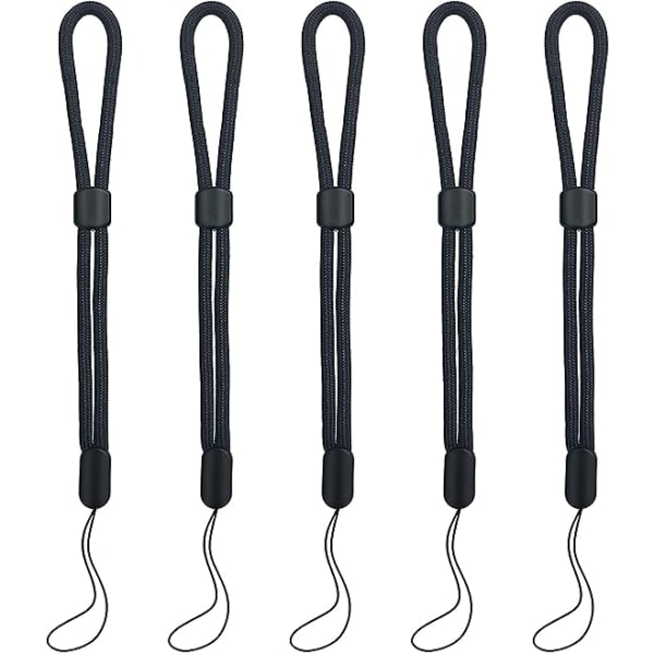 5PCS håndleddsrem, håndleddsrem, justerbare nylon håndleddsremmer for mobiltelefon, kamera, GoPro  (svart)