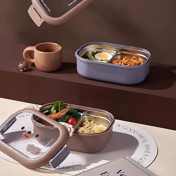 Isolerad matlåda i rostfritt stål med fack, söt matlåda, läckagesäker, dubbelsidig låsdesign, mat-/fruktförvaringsbehållare color 1