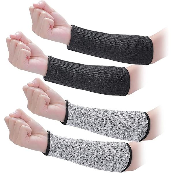 2 par skærefaste ærmer niveau 5 beskyttelsesærmer arm beskyttelsesærmer beskyttelse, sort og grå, 20 cm