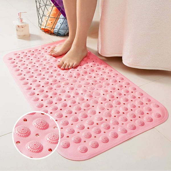 Populær stærk skridsikker brusebadsmåtte badeværelsessikkerhed gummisugkopper (pink, 36cmx71cm)