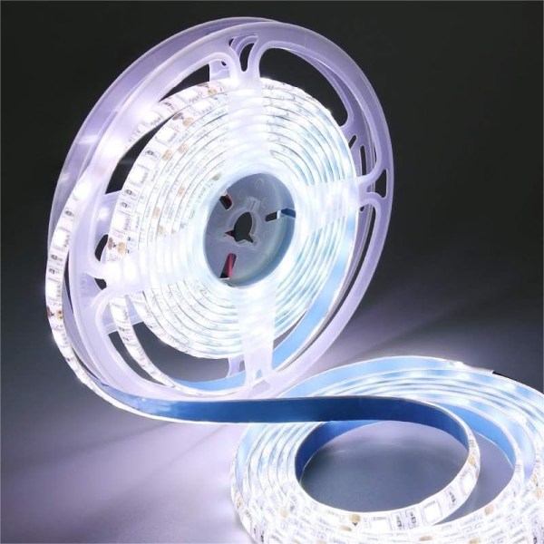 Kjølig hvit LED-stripe, 16,4 fot/5M 12V 6500K SMD5050 300LEDs IP65 Vanntett kuttbar fleksibel LED-stripe White