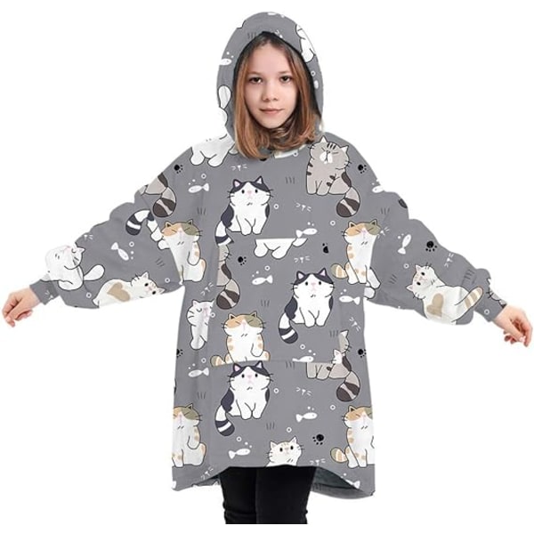 Oversized hoodie filt Fluffy fleece filt hoodie för kvinnor män Barn bärbar huvfilt med stor ficka child