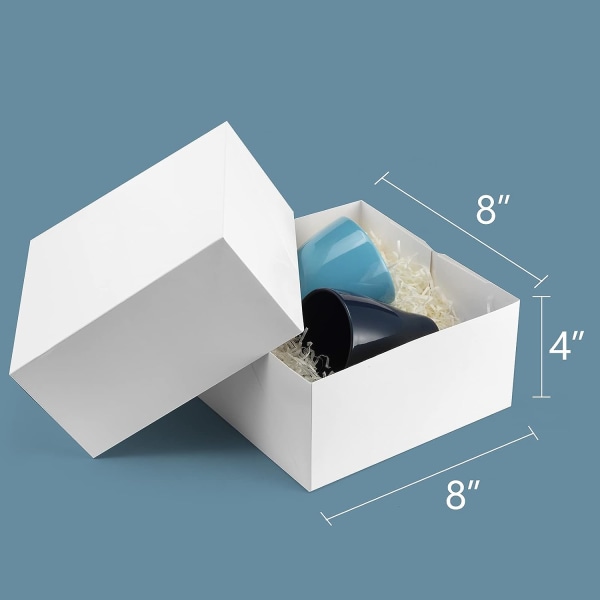 Premium presentförpackningar 10-pack 8 x 8 x 4 bruna presentförpackningar med 20 meter hamparep för julklappar