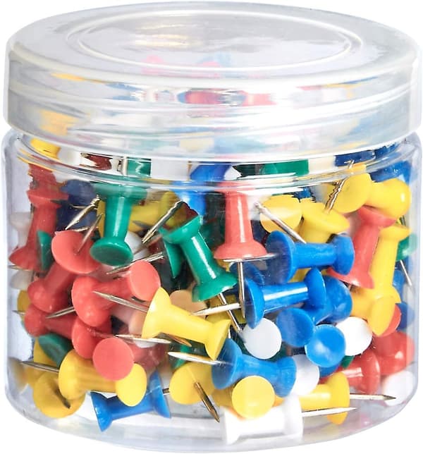 Basics tegnestifter, assorterede farver, stålspids, 200 stk.