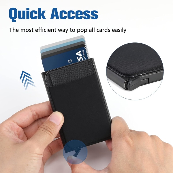 Kreditkortshållare plånbok, enkel ultratunn popup-plånbok i aluminium i metall tunn väska mini smart RFID-blockerande skydd med extra pengar visitkort