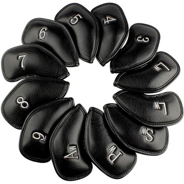 12 st eller 1 st tjockt syntetiskt läder golfjärn huvudskydd set huvudskydd passar alla märken Callaway Ping Taylormade Cobra etc.