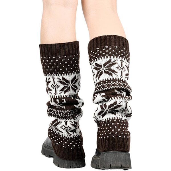 Lumihiutale Neulotuista Sukista Boot Cuffs Sukat Neulo Leg Warmers Talvi Leg Warmers Boot Cuffs Sukat Naisille Ja Tytöille brown