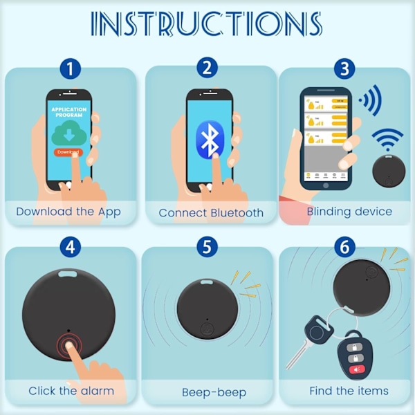 Mini nøglefinder, til bagage/punge/børn/kæledyr, anti-tabt tracker-enheder kompatibel med Android og iOS, 4-pak
