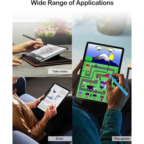 Stylus-penner for berøringsskjermer, 5-pakning universelle kapasitive nettbrettpenner for iPhone, iPad Pro, Air, mini, Air, Samsung Galaxy