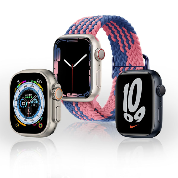 Kompatibel med Apple Watch rem 41 mm / 40 mm / 38 mm flätad andas nylon blå / rosa