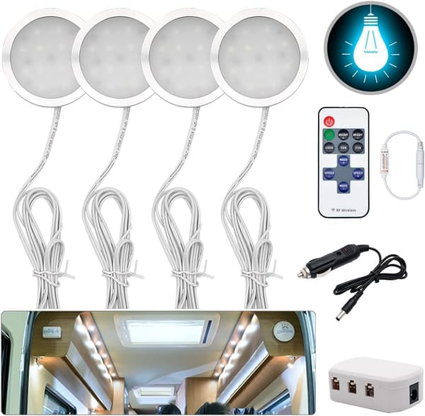 Indvendig LED Spotlampe, 12V 2W Forsænket Loft Downlight, Til T4 T5 Camper Van, Lastbil, Campingvogn, Autocamper, (4 Lys)